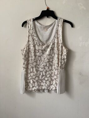 Meadow RuSequin & Pleat Ivory Women's Tank Top